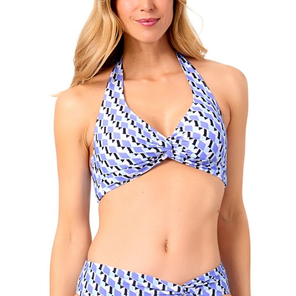 Anne Cole Womens Tie Back Twist Front Halter Top